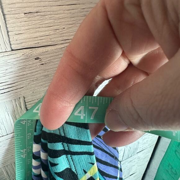 Talbots women's tropical sleeveless midi dress blue Green pockets costal grandma - Picture 11 of 15